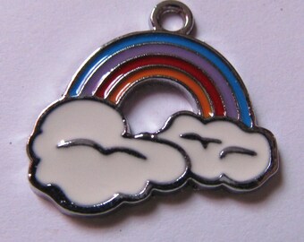 rainbow pendant, cloud pendant, 21mmx23mm, creation jewelry, keychain