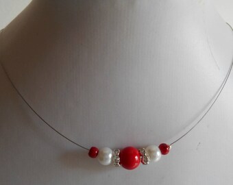 Bridal rhinestone and passion red and white beads