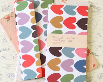 Big Hearts Natural Pattern Envelopes