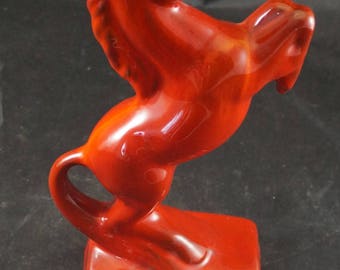 BLUE MOUNTAIN Pottery Horse Bookend in RED Glaze