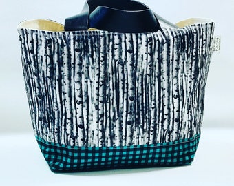 Green and Black Birch Tree tote