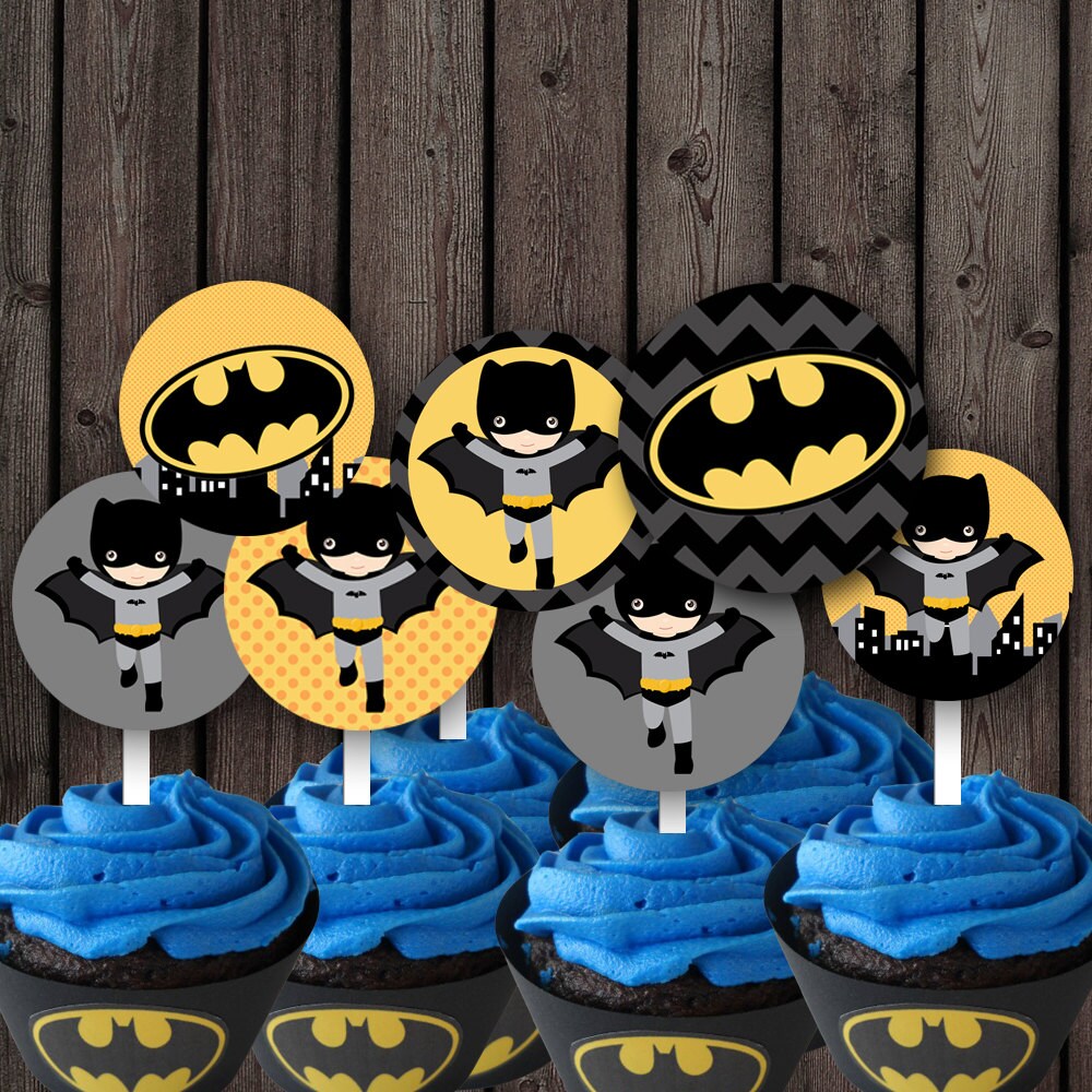 Batman cupcake toppers batman party supplies printable