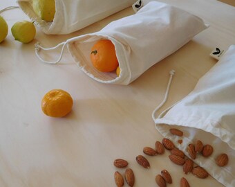 Small Reusable Produce Bag- Organic Natural Cotton, unbleached- Eco Friendly- GOTS Certified
