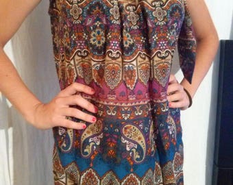 Printed silk sleeveless tunic