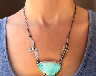 Inspirational Jewerly, Turquoise Necklace Sterling Silver, Statement Jewerly For Women, Amazing Turquoise, Something Blue For Bride