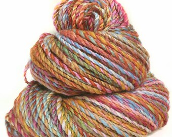 Handspun Yarn handdyed merino wool bamboo and silk