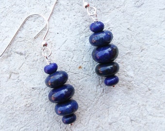 Lapis Lazuli Earrings, Blue Lapis Lazuli Earrings with Sterling Silver, Natural Stone Jewelry, Lapis Drop Earrings, Lapis Lazuli Jewelry
