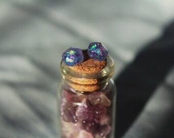 Purple/Blue Iridescent Gemstone Stud Earrings