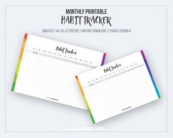 Habit Tracker Printable, Monthly habits, 30 Day Habit Challenge, Goal Planner Setting, Routine Chart, Daily Rituals, A5, A4 & Letter size