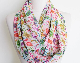 Microbiology Infinity Scarf Virus Cells Germs Circle Scarf Scarves Spring Fall Winter Summer Fashion Gift fo her teacher