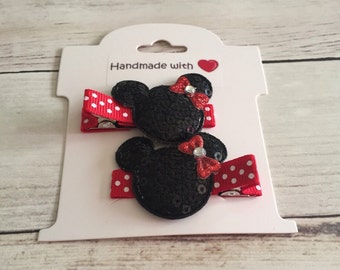 Minnie Mouse Hair Clips, Baby Hair Clips, Infant Hair Clips, Toddler Hair Clips, Baby Barrettes, No-Slip Hair Clips, Toddler Barrettes