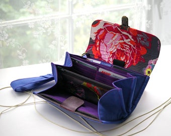 Smartphone wallet clutch - medium/ unique wallet gift for her, samsung galaxy case, salmon handmade wristlet, iphone clutch - READY TO SHIP