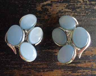 Blue Thermoset Clip On Earrings