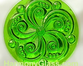 Swirly Green Stained Glass Jewel 35mm