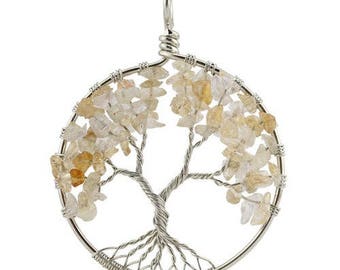 Tree of life silver plated - citrine pendant