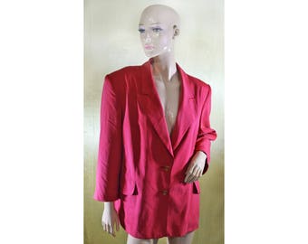 Vintage Norma Creation women blazer red pink jacket 100% silk