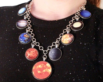 Planet Necklace - Statement Necklace, Pendant Necklace, Astronomy Solar System Necklace