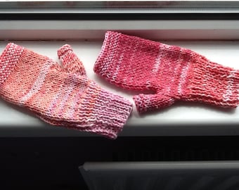 Red Pink and Orange, Mix and Match Gloves, Knit Gloves, Fingerless Gloves, Rainbow Gloves, Ribbed Gloves, Multi Colour Gloves, Light Gloves