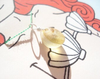 Seaham Sea Glass Yellow Multi Mermaids Tear Pendant - with mermaid gift card (Coral5) - from Seaham beach, UK