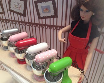 1:6 Scale Miniature MIXER "KitchenAid" Style for Barbie, Blythe, Momoko or Elf Dollhouse Diorama Playscale Available in 5 Colors LIMITED!