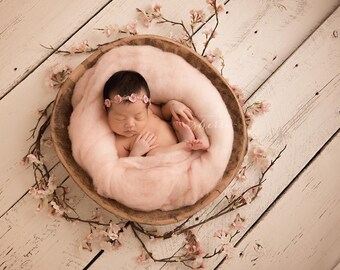 Pink Baby Tieback Headband, Petite Headband, Photography Prop headband, Ready to Ship, Newborn Headband