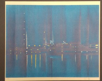 Original Signed Richard Florsheim Print "Harbor Lights"