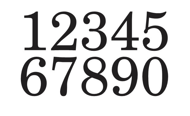 Primitive Number STENCIL 4 Schoolbook Font Numbers 0-9