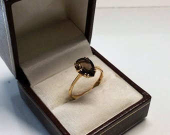 Vintage ring gold 585 with smoky quartz elegant GR306
