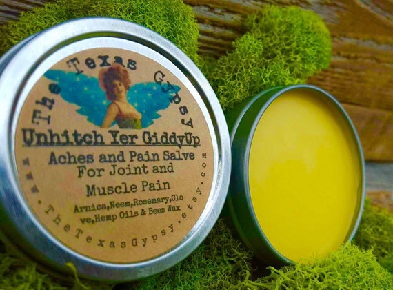 Unhitch Yer Giddy Up Arnica Joint And Muscle Pain Salve also for Bruising and sore muscles