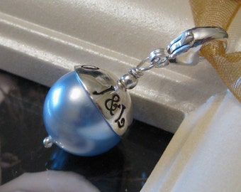 SOMETHING BLUE- Handstamped wedding bouquet charm with lobster clasp