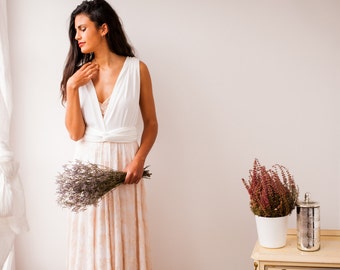 Rose gold lace wedding dress, rose gold wedding dress, simple lace wedding dress, simple wedding dress, rose gold lace skirt wedding dress