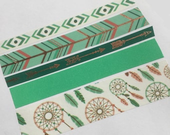 Tribal Washi Tape, Dreamcatcher Tape, Boho Planner Tape, Rose Gold Tape, Teal Tape, Washi Tape Sample, Native American, Planner Stickers