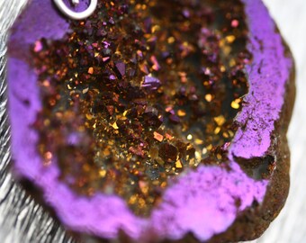 Purple Titanium Geode - pendant