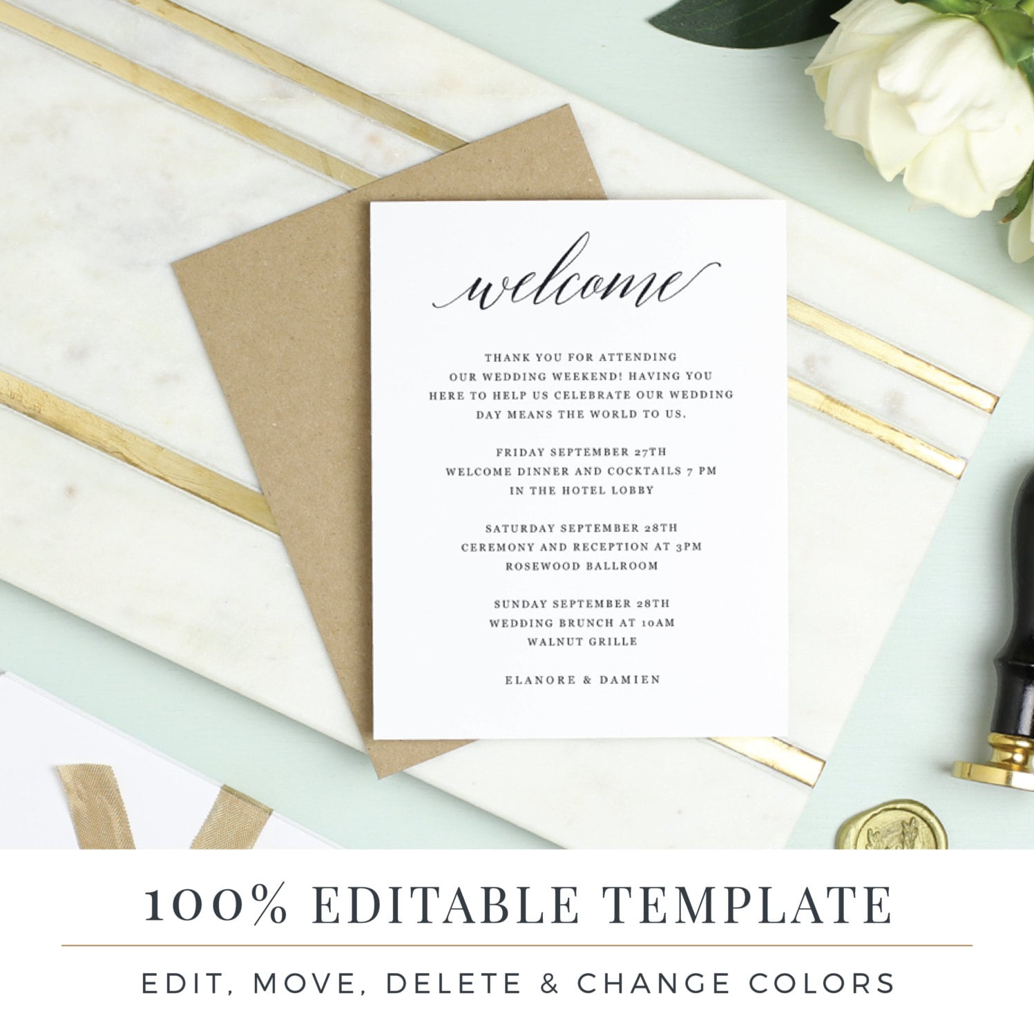 Template Guest Bag Card Hotel Card Word or Pages