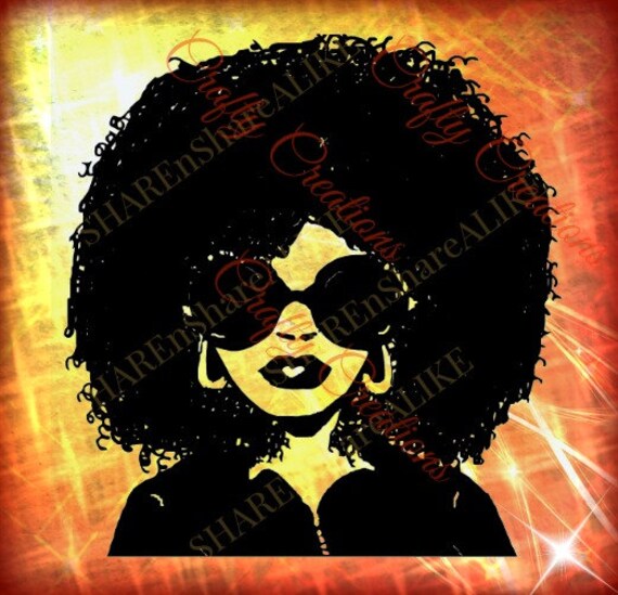 Afro SVG Diva Natural Curly Hair Woman Beautiful Face Makeup