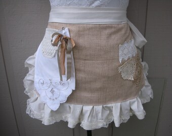 Womens Aprons - Bohemian Aprons - Rustic Lace Aprons - Shabby Chic Aprons - Cottage Chic Aprons - BoHo Wedding Aprons - Annies Attic Aprons