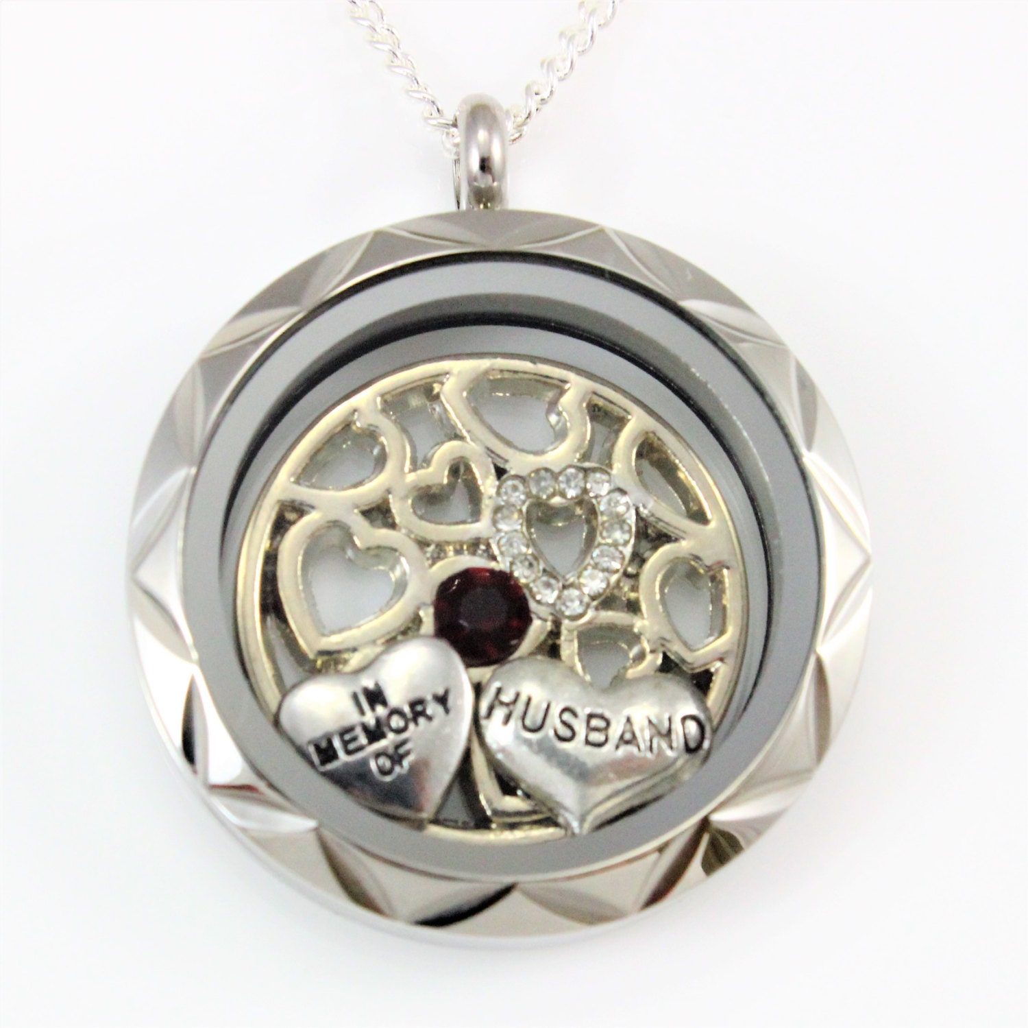 Husband Memorial Necklace Husband Memorial Floating Locket