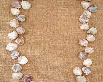 Natural Japanese Multicolor (White and Lavender)Cultured white and lavender Keshi Pearl Necklace With 925 Sterling Silver Clasp (PEARL1014)