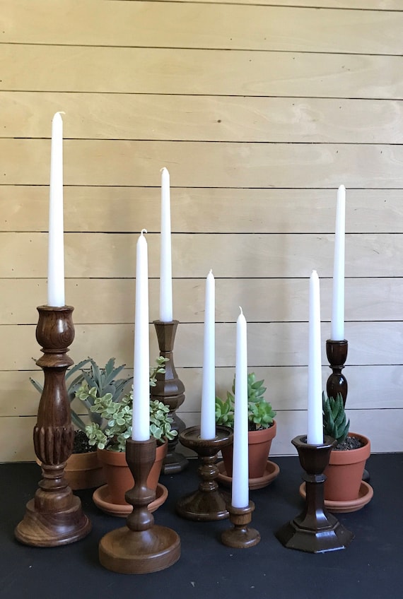 Wood Candlesticks Wooden Candle Holders Vintage