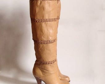 1970's Leather knee high boots
