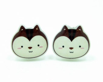 Small Chipmunk Earrings | Sterling Silver Posts Studs | Gifts For Her