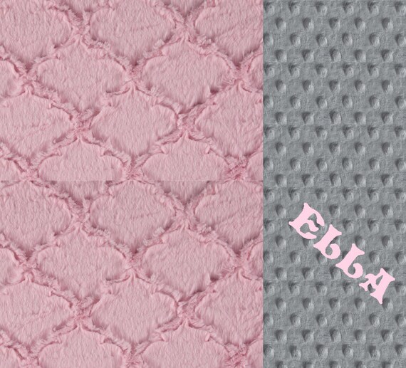 Baby Girl Personalized Baby Blanket, Minky Baby Blanket, Pink Gray Geometric Blanket, Pink Baby Blanket, Name Baby Blanket Baby shower gift