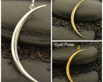 Sterling Silver, Skinny Ridged Moon, Skinny Moon Pendant, Ridged Moon Pendant, Crescent Moon, Crescent Pendant, Astrological, Moon Pendant