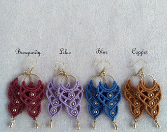 Boho earrings, boho jewelry, macrame earrings, dangle earrings, bohemian jewelry, chandelier earrings, bohemian earrings, handmade jewelry