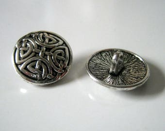 6 Knot Antique Silver Metal Shank Buttons, 17mm, Shank Buttons, Buttons, Sewing 1282
