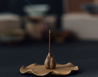 Spring: Incense holder - Modern Home Decor - Zen Art Pottery - Incense Holder - Meditation Yoga - Lotus Bloom Incense Burner