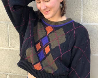 The Rocket // Repurposed & Recycled Cropped Sweater / Oversized Sweater / Slouchy Sweater / VINTAGE / Urban Outfitters Style / S or M
