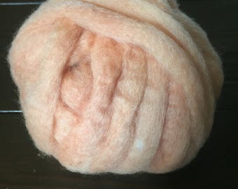 Organic BFL Wool Roving in Peach Shade-Dyed with Madder