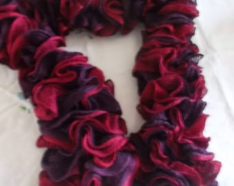 Variation of Burgundy and fuchsia NET scarf