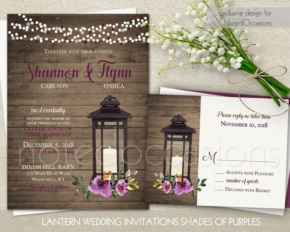 Purple Wedding Invitations Rustic Lantern Invitation Printable Set RSVP Country Wine Watercolor Florals Digital Template Kit Purple Wedding Invitations Rustic Lantern Invitation Printable Set RSVP Country Wine Watercolor Florals Digital Template Kit